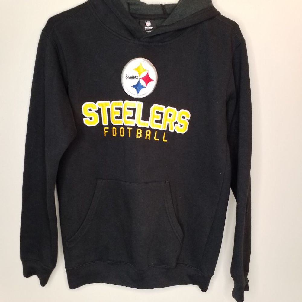 NFL Team Apoarel Youth Large (14-16) Pittsburgh Steelers Black Hoodie with Steel
